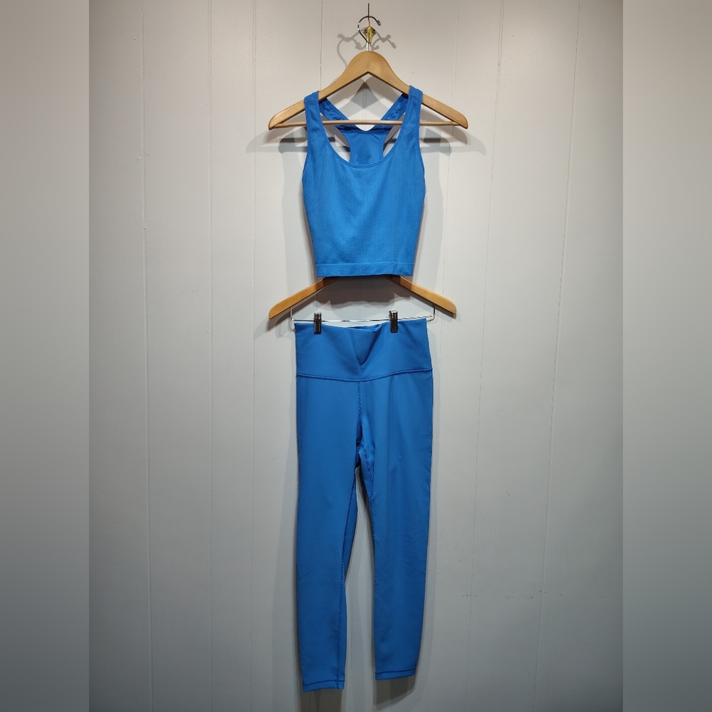 CALIA Workout Set Leggings Sports Bra Crop Size Medium Blue